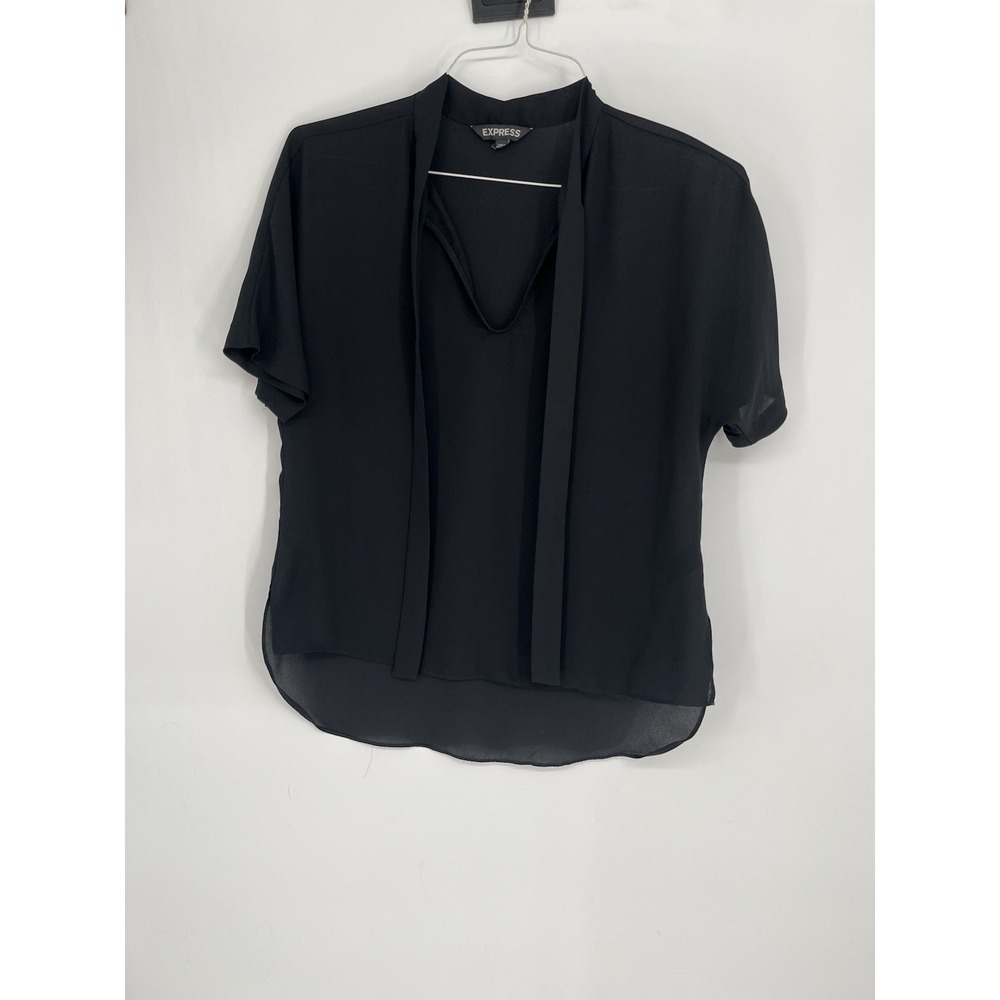 Express Black Bow Tie Short Sleeve Top Size S
